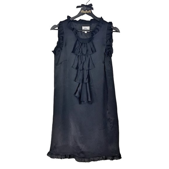 Milly Dresses & Skirts - Milly Black Silk Ruffle Trim Cocktail Shift Dress 2